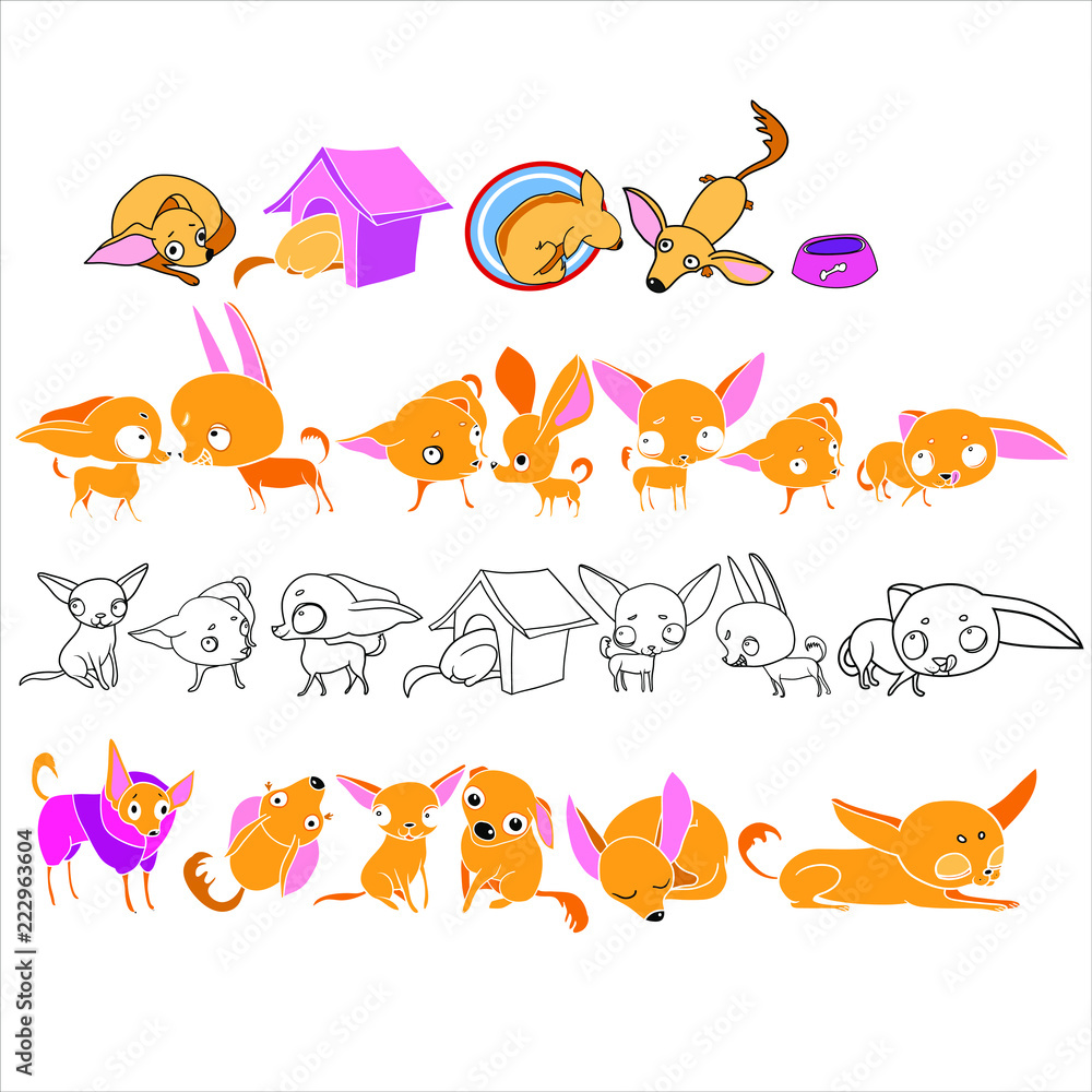 Naklejka premium Set of illustrations, in vector, home pet, for design