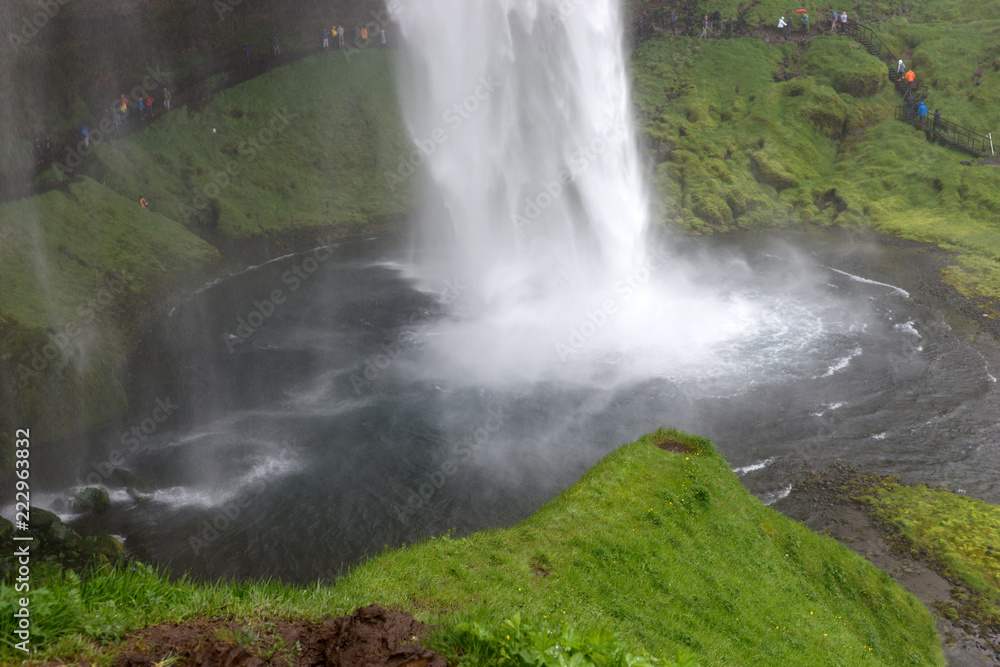 Seljalandsfoss waterfall. Amazing Tourist attraction of Iceland