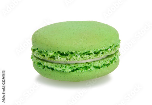 green macaroon isolated on the white background