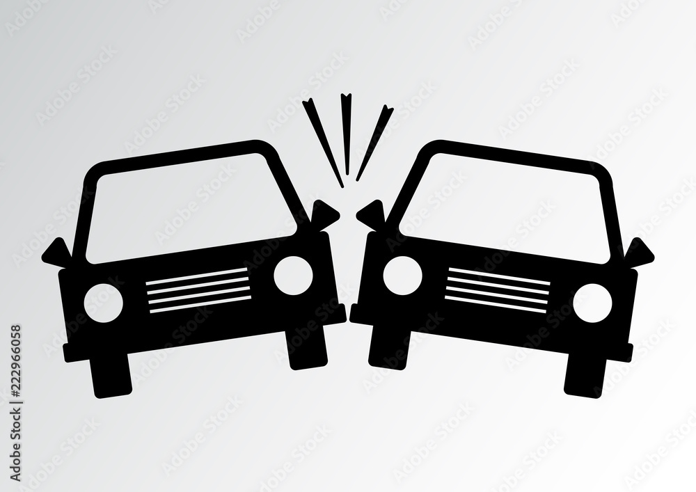 Car accident icon. Black silhouettes. Vector illustration