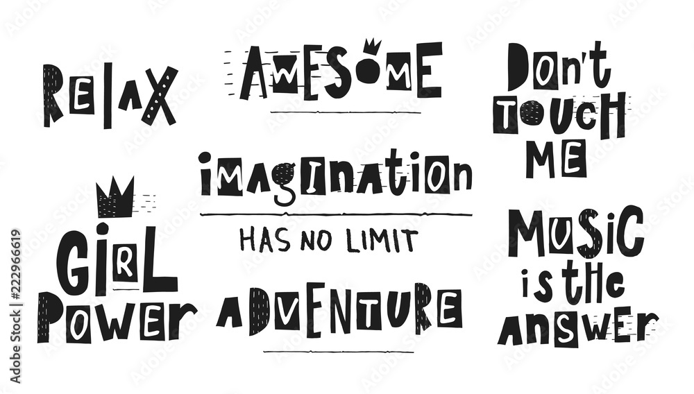 Awesome Relax Imagination Girl Power lettering