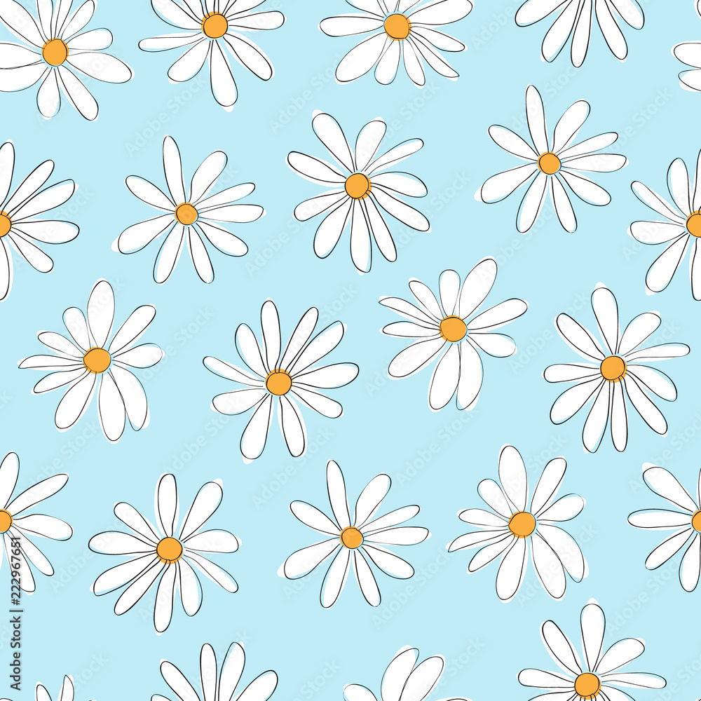 vector seamless background with hand draw chamomiles vector seamless background with hand draw chamomiles