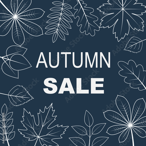 vector illustration of autumn sale with silhouette of leaves on background