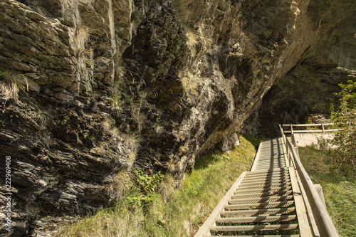 Treppe an den Reichenbacher Wasserfällen bei Meiringen, Berneroberland, Schweiz