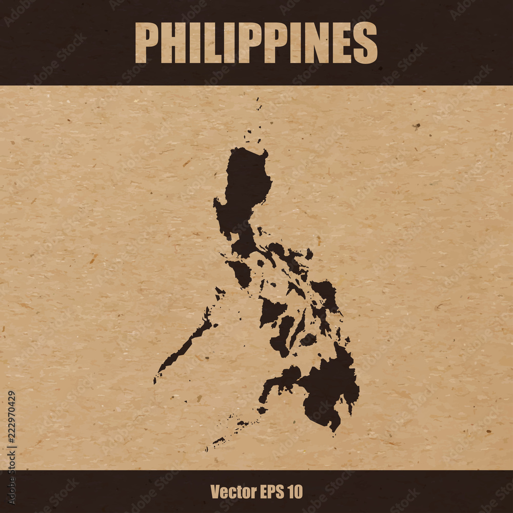 Mapa Picture Vector illustration of detailed map of Philippines on craft paper or ...