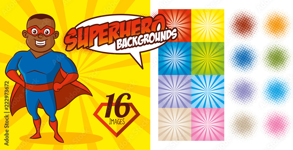 Superhero Background set Super hero character Vector Superhero Background set Super hero character Vector