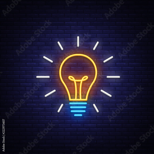 Light Bulb neon sign vector. Light Bulb Design template neon icon, light banner, neon signboard, light symbol. Vector illustration