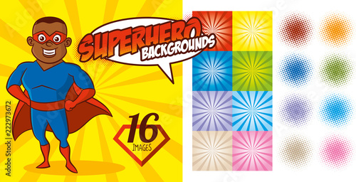 Superhero Background set Super hero character Vector