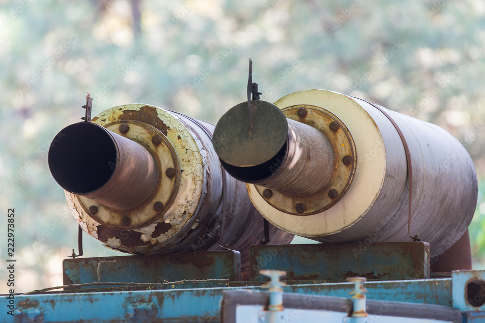 Sound and noise silencer of exhaust system on industrial electric generator
