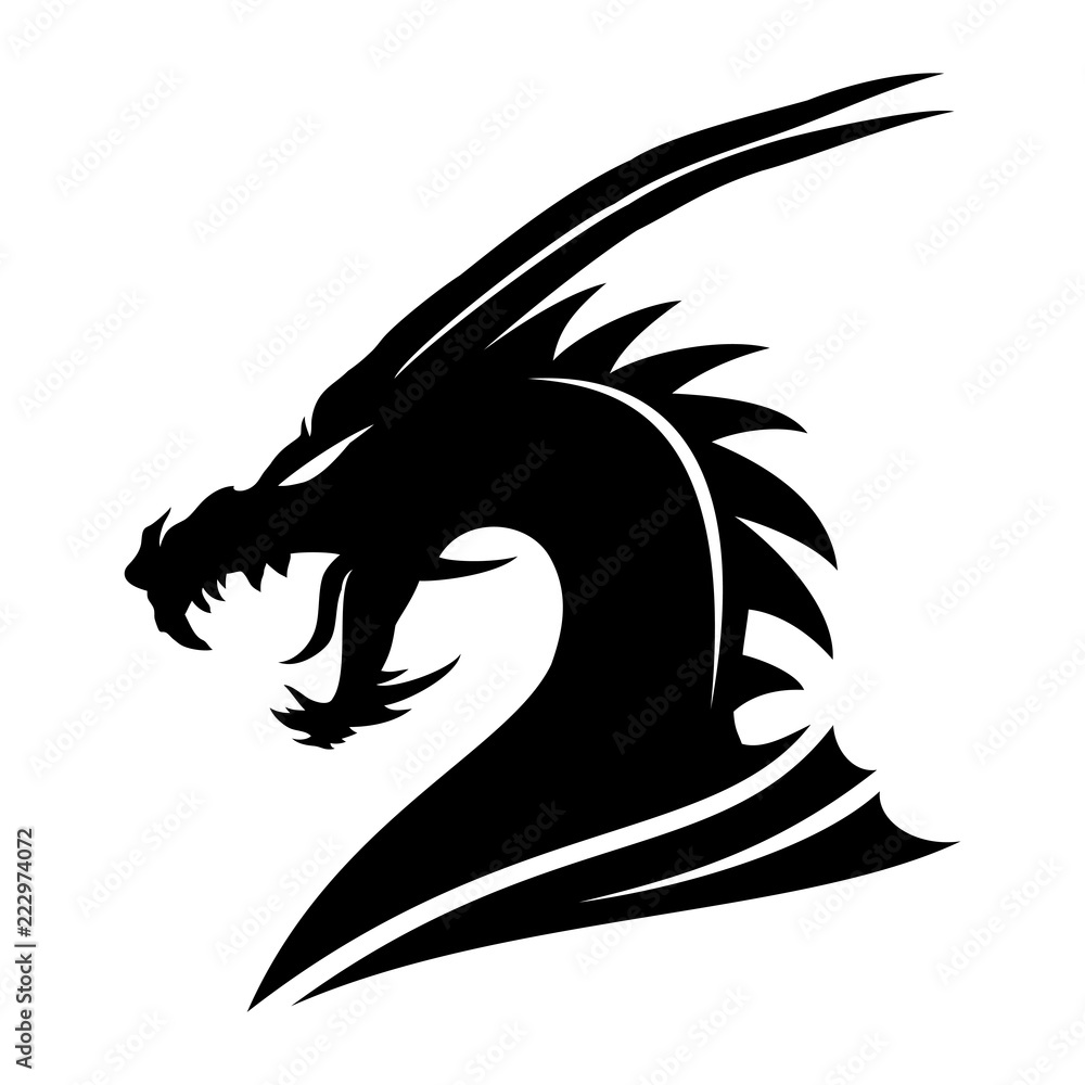 Sign of a black dragon on a white background. Stock Vector | Adobe Stock