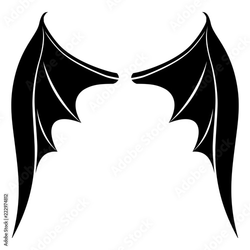 Two black wings on a white background.