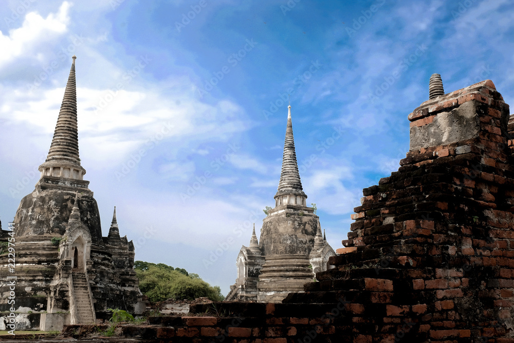 Fototapeta premium Ancient city in historic national park in Ayutthaya province of Thailand