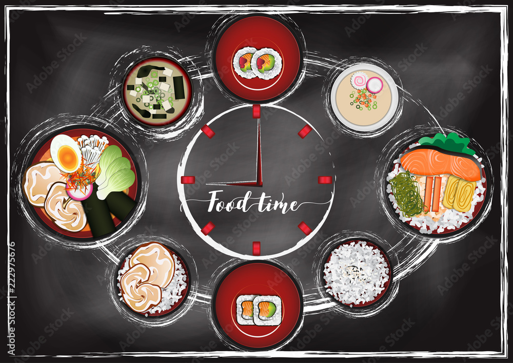 Japanese food ,Ramen menu with chalkboard background Japanese food ,Ramen menu with chalkboard background