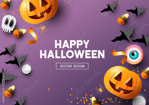 Happy Halloween Purple Frame Background