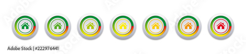 Energy efficiency icon button set with house 