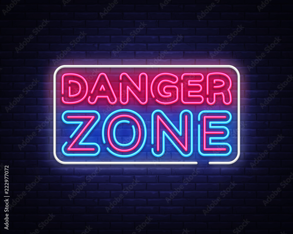 Vecteur Stock Danger Zone neon signs vector design template. Danger