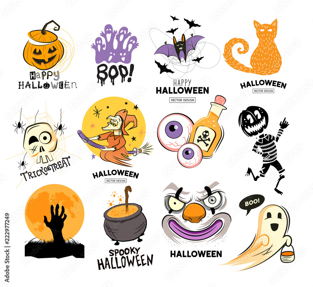 Fototapeta premium Happy Halloween Spooky Design Symbols