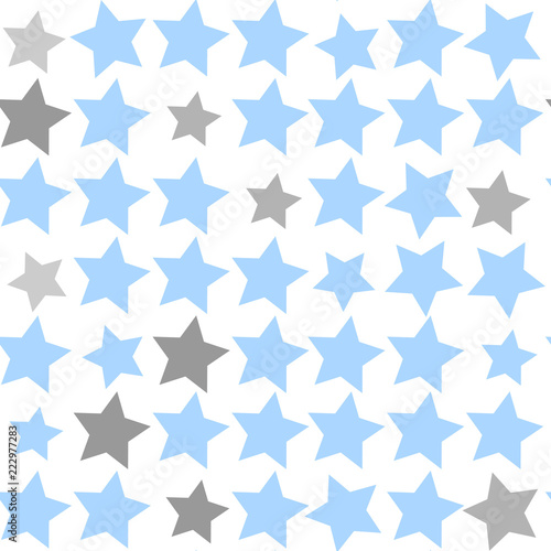 Seamless pattern  gray and light blue asterisks on a white background 
