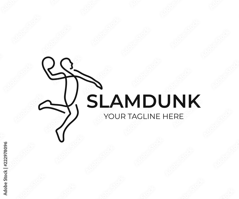 Basketball player logo design. Slam dunk vector design. Streetball logotype Basketball player logo design. Slam dunk vector design. Streetball logotype