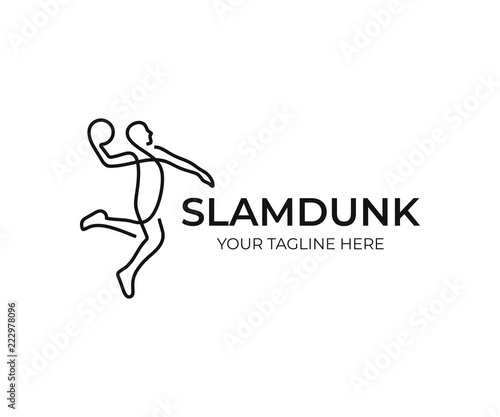 Basketball player logo design. Slam dunk vector design. Streetball logotype