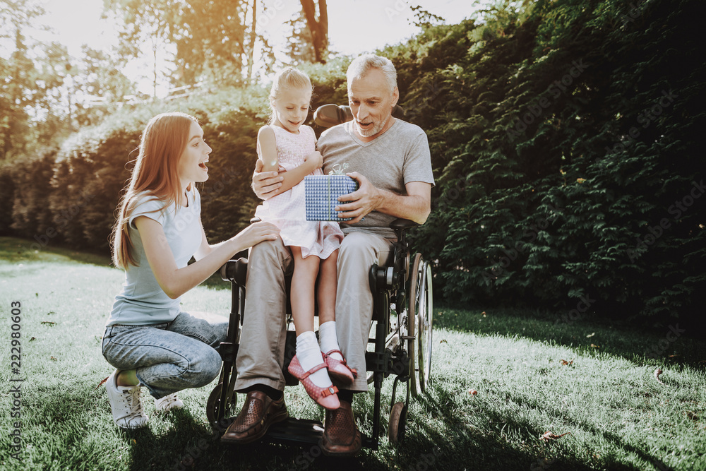 Old Man with Child on Nature. Medicine with People Old Man with Child on Nature. Medicine with People