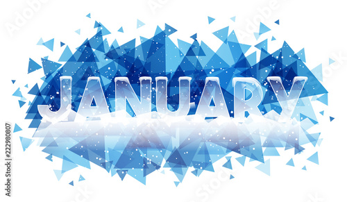 January word on ice background. Vector illustration.