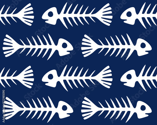 seamless pattern with skeletons of fishes