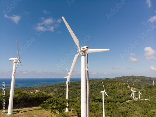 Wind Turbines On Caribbean Island