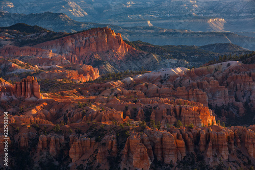 view of stunning red sandstone hoodoos in Bryce Canyon National Park in Utah, USA