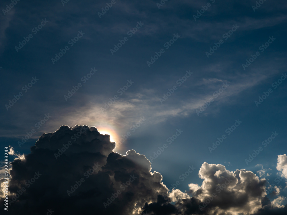 Fluffy Gray Clouds behind The Sun Fluffy Gray Clouds behind The Sun