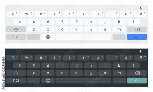 Vector White and dark horizontal mobile keyboard template.