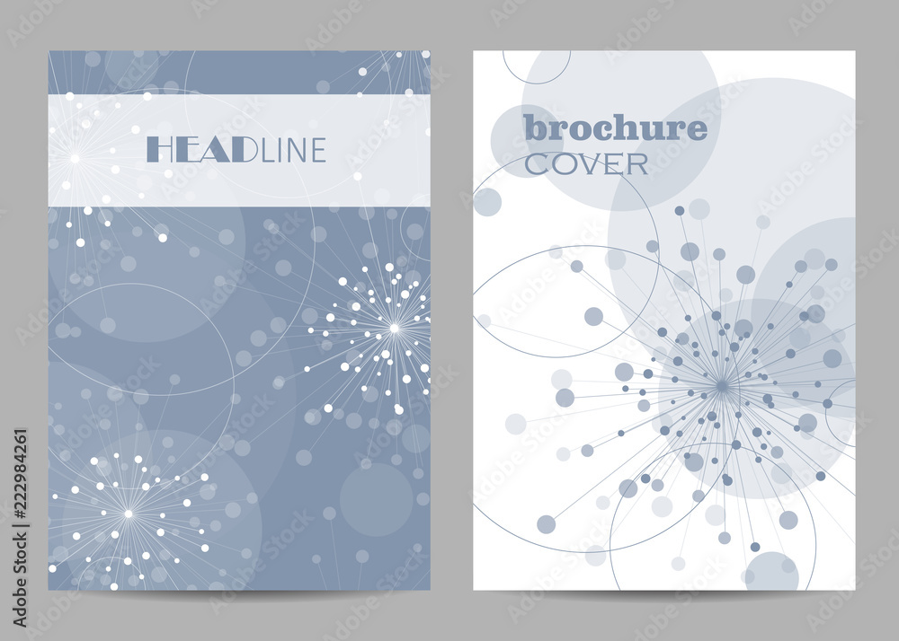 Brochure template layout design. Abstract geometric background with connected lines and dots Brochure template layout design. Abstract geometric background with connected lines and dots