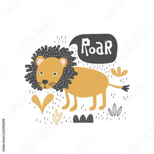 Doodle standing lion illustration