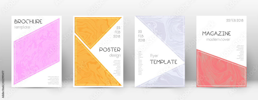 Abstract cover. Sightly design template. Suminagashi marble triangle poster. Sightly trendy abstract