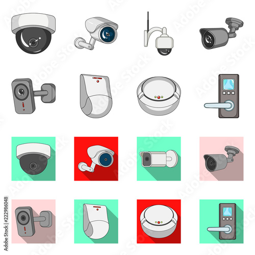 Vector illustration of cctv and camera logo. Set of cctv and system stock vector illustration.