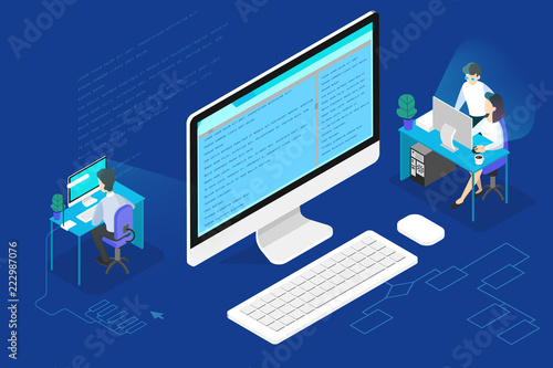 Programmer or web developer concept. Working on computer