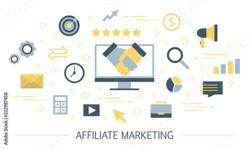 Affiliate marketing. Idea of partnership and promotion
