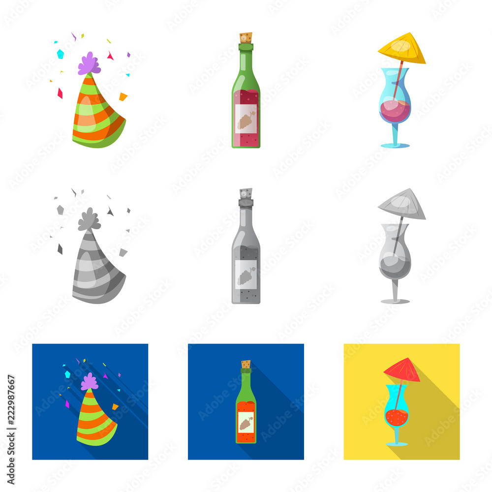 Naklejka Isolated object of party and birthday sign. Set of party and celebration stock symbol for web.