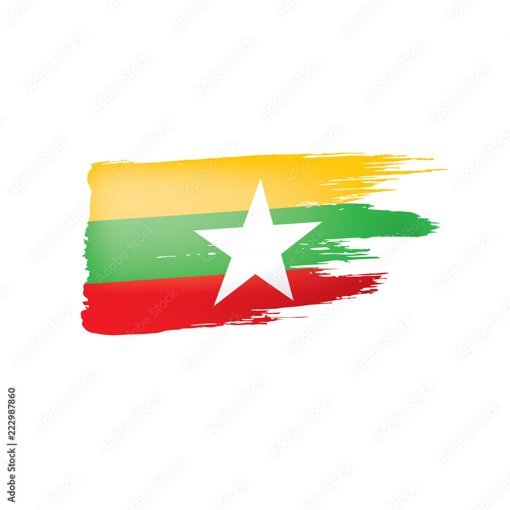 Myanmar flag, vector illustration on a white background. Myanmar flag, vector illustration on a white background.