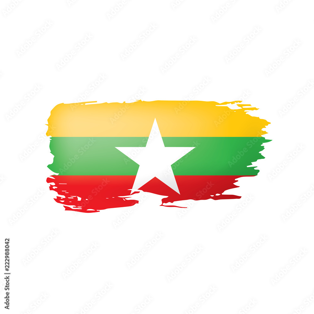 Myanmar flag, vector illustration on a white background. Myanmar flag, vector illustration on a white background.