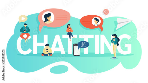 People chat using mobile phone and social network