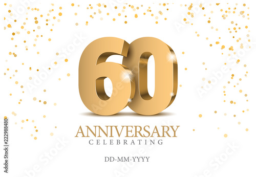 Anniversary 60. gold 3d numbers.