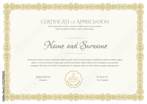 Certificate template. Diploma of modern design or gift certificate.