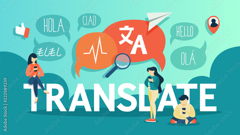 Online translator in mobile phone. Translate foreign language