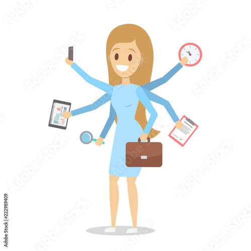 Multitasking business woman. Effective and talented employee
