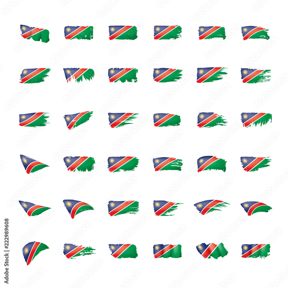 Namibia flag, vector illustration on a white background. Namibia flag, vector illustration on a white background.