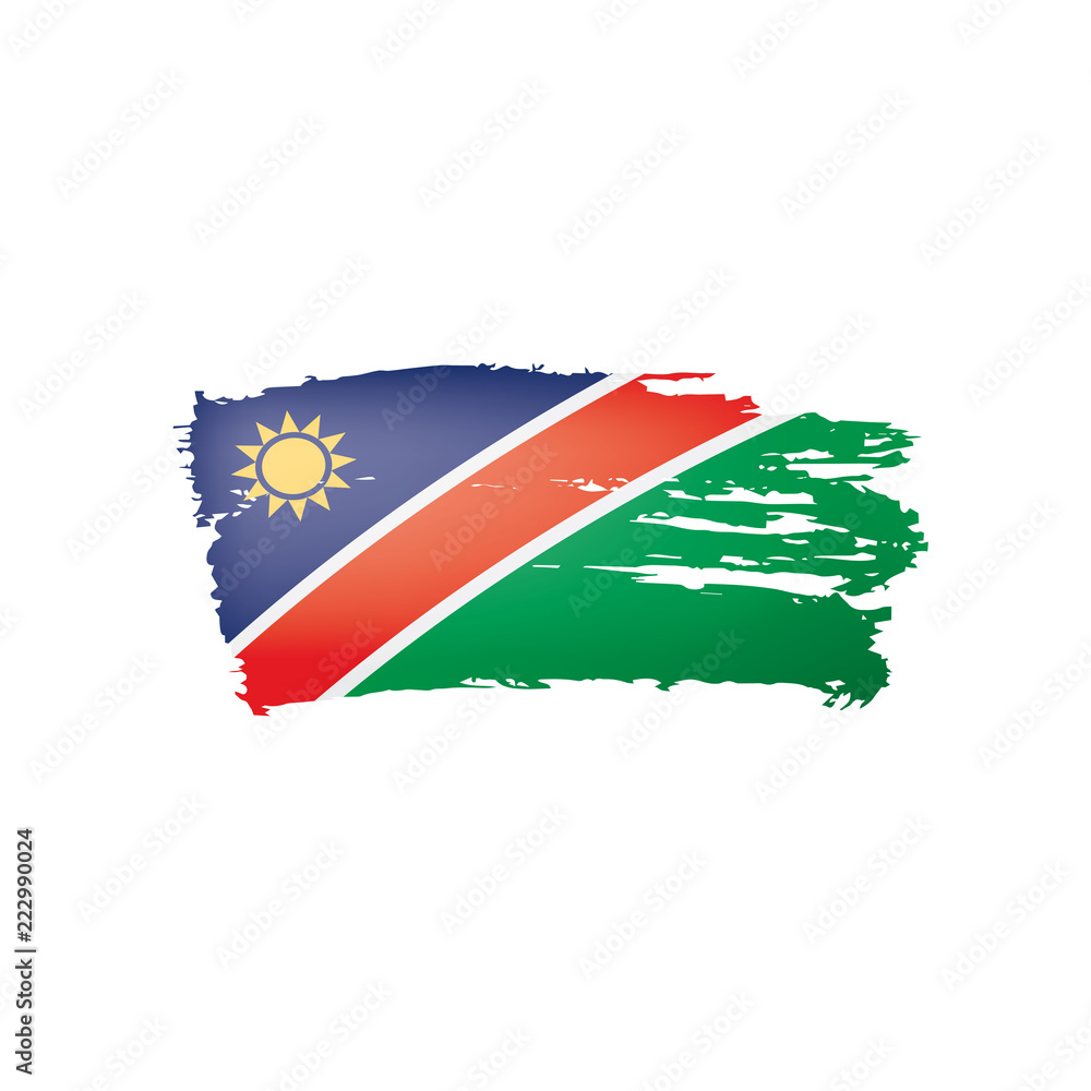 Namibia flag, vector illustration on a white background. Namibia flag, vector illustration on a white background.