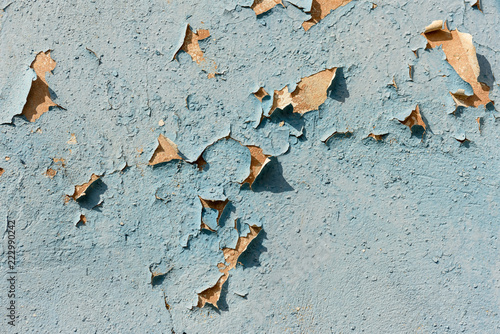 texture of old peeling blue plaster