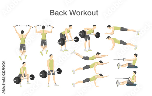 Back workout for men with different tools