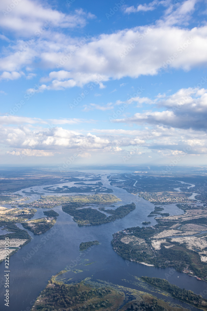 Aerial View Earth Landscape From Plane.